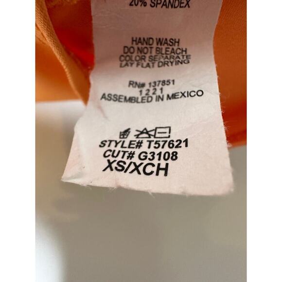 Size XS Cutout Stretch Bodysuit Bright Orange Date Night Party Boho Vacation - Picture 6 of 10